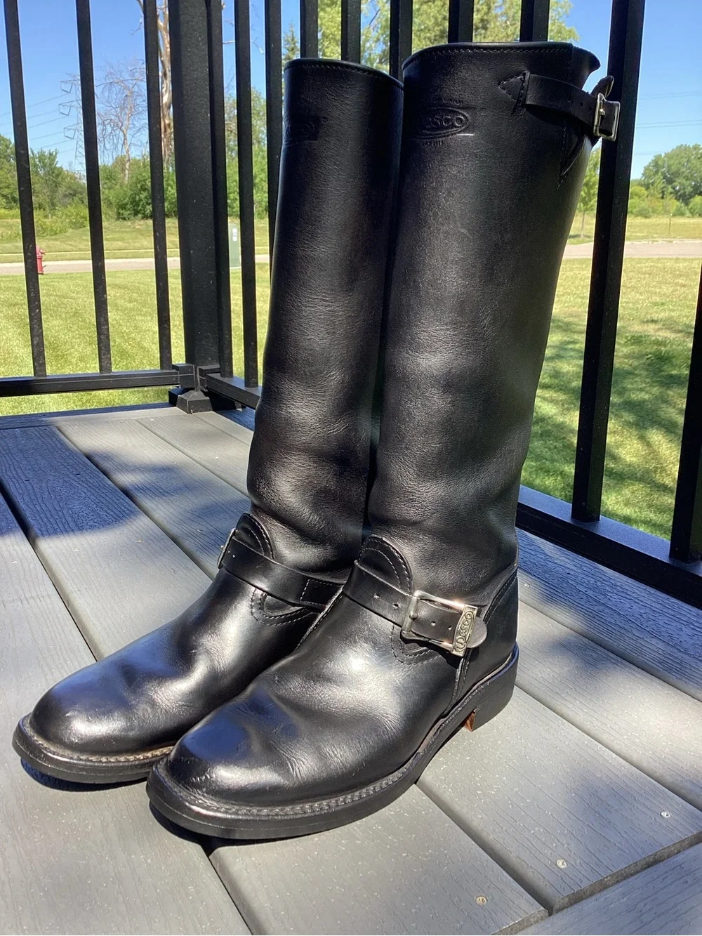 Men’s Wesco 10.5-11 Medium Big Boss 17” Tall Black Leather Motorcycle Boots